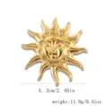 Eleganter goldfarbener Edelstahl-Sonnen-Anstecknadel mit einem detailliert gravierten Gesicht - Sonnengesicht Sonnenblume(12#) / Gold