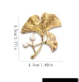 Eleganter vergoldeter Edelstahl-Ginkgoblatt-Anstecker mit weißen Perlen für Damenkleidung - Ginkgoblatt(14#) / Gold