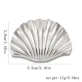 Poliertes silbernes Muschel-Brosche aus Edelstahl mit Maß- und Gewichtsangaben - Muschelform(15#) / Silber