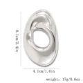 Silberne unregelmäßige Edelstahlanstecknadel mit organischer Form und Glanz - Hohle Ovale Hydraulische Brosche (23#) / Stahlfarben