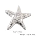 Eleganter polierter Seestern-Brosche aus Edelstahl, 5 cm Durchmesser, Silber-Finish - Gefleckte Fünfstern Hydraulische Brosche (29#) / Stahlfarben