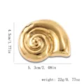 Goldene Brosche aus Edelstahl in Muschelform mit Größen- und Gewichtsangaben. - Schnecke Hydraulische Brosche (26#) / Gold