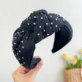 Elegante zwarte geknoopte haarband met fonkelende strass-steentjes voor dames mode - Strass Knoop Stijl / Zwart
