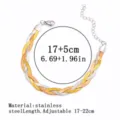 Dreifarbiges geflochtenes Edelstahl-Fischgrätenarmband mit einer verstellbarer Kette - 3-Schicht-Gewebter Klingenstil (36) / 6mm / dreifarbig