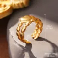 Detailansicht eines verstellbaren Goldrings mit Herzdesign, Größe und Gewichtsangaben - Herz Doppellagiger Ovaler Stil (STR-0078-1800) / Gold