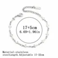 Poliertes, verstellbares Armband aus Edelstahl mit eleganten Kreuz-Gliedern für Damen - Handgefertigter Kreuz-Stil (12#) / 5mm / Stahlfarben