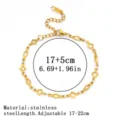 Verstellbares 18K vergoldetes Edelstahlarmband mit geometrischen Kleeblatt Anhängern - Handgefertigter Vierblättriges Kleeblatt-Stil (18#) / 6mm / Stahlfarben