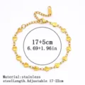 Poliertes goldenes Herzgliederkettenarmband aus Edelstahl mit verstellbarer Länge 17-22cm - Handgefertigter Herz-Stil (20#) / 5mm / Stahlfarben