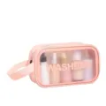 Pink clear PVC toiletry bag large capacity waterproof cosmetic organizer pouch for travel - Single Layer Medium / Pink