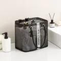 Borsa doccia in rete nera borsa portaoggetti da bagno portatile con manici per palestra e viaggi. - Versione Extra Alta / Nero
