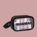 Clear PVC cosmetic bag with black trim and handle, large capacity waterproof wash bag. - Single Layer Small / Black