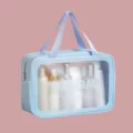 Clear Cosmetic Bag Waterproof PVC Travel Wash Bag Large Capacity Toiletry Organizer - Single Layer Large / Blue