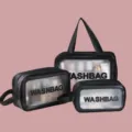 Large capacity clear PVC cosmetic bag set, waterproof frosted travel wash bag organizer. - Set of 3 / Black