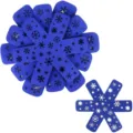 Detail van blauwe vilt panbeschermers in sneeuwvlokvorm voor kookpanbescherming - Set / Blauw