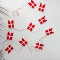 Ghirlanda festiva rossa e bianca con bandiere in feltro e spago di iuta decor - Striscione / Rosso