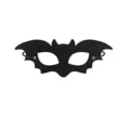 Detailed front view of a black felt bat mask for Halloween party costumes and stage performance. - Bat Shape (02)