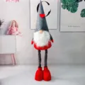 Adjustable long-legged Christmas gnome doll with red heart detail on grey felt hat - Large Telescopic Style-01 / L