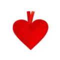 Cuore decorativo in feltro rosso da appendere con bordo cucito per San Valentino - Rosso Tinta Unita