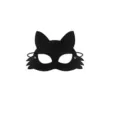 Black felt cat eye mask for Halloween parties and stage performances with elastic strap - Fox/Cat Shape (03)