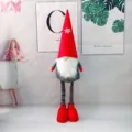 Telescopic Scandinavian Christmas gnome decoration with long red hat and adjustable legs - Large Telescopic Style-02 / L