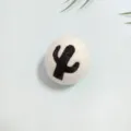 Pallina per asciugatrice in lana bianca con motivo a cactus nero per il bucato - Motivo Cactus