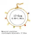 Verstellbares 18K vergoldetes Edelstahlarmband mit bunten Anhängern und Herzschlössern - Herzschloss mit Strass (16#) / 1.5mm / Gold