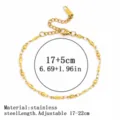 Eleganter 18 Karat vergoldeter Edelstahl Armband für Damen mit verstellbarer Kette und Perlen - Handgefertigtes Reisperlenarmband (24#) / 4mm / Gold