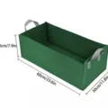 Vista dettagliata del sacco rettangolare in feltro verde con dimensioni 60x30x20cm - Verde