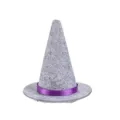 Mini sombrero de bruja de fieltro gris con cinta morada para decoración de Halloween - Gris