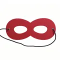 Vibrant red felt superhero eye mask for kids with black elastic band for Halloween party. - Red