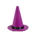 Mini sombrero de bruja de fieltro morado con cinta negra para decoración de fiestas de Halloween - Púrpura