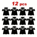 Pack of 12 black felt Halloween devil cutlery holders and candy clips for table decor - Devil / Set of 12 / Black