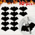 12-piece set of black bat-shaped felt cutlery holders for Halloween table settings - Bat / 12-Piece Set / Black