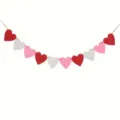 Red pink and white felt heart garland banner for Valentine's Day wedding decor - Red White & Pink Mixed Heart Style