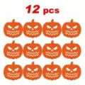 Set of 12 orange felt Halloween pumpkin cutout shapes for festive table party decorations - Pumpkin / 12-Piece Set / Orange