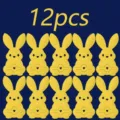 Set of 12 yellow felt Easter bunny cutlery holders for holiday party table decor - Rabbit / Set of 12 / Yellow