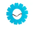 Vue détaillée d'une coiffe tournesol en feutre bleu avec bande élastique noire - S / Bleu ciel