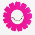 Close-up detail of vibrant pink felt sunflower headpiece prop for performance events - S / Rose Red