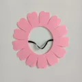 Macro view of pink felt sunflower headpiece showing material and elastic band - S / Pink