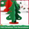 Decorazione natalizia 3D in feltro verde fatta a mano con base rossa festosa - Semplice Albero di Natale / 20cm / Verde