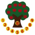 Felt apple tree counting toy with number circles for early education and math learning - Apple Tree Style