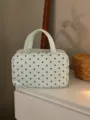Large capacity polka dot cosmetic bag portable waterproof toiletry bag light green makeup pouch - Blue