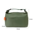 Portable green insulated lunch bag with handle and side tab, waterproof food storage organizer. - Green