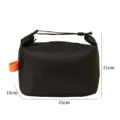 Portable waterproof insulated lunch box bag black bento handbag with handle 25x15x21cm - Black