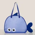 Cute blue fish mesh beach bag for kids toys storage large capacity tote travel bag outdoor - Sapphire Blue