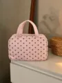 Pink polka dot cosmetic bag large capacity makeup pouch multi-layer travel storage bag - Pink