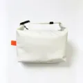 White portable insulated lunch bag with black buckle strap, waterproof bento box tote bag for work - Off White