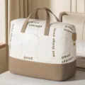 Large capacity storage bag, waterproof fabric travel handbag, dustproof home clothes organizer. - Small Size [52*10*45] / Coffee Plaid Style