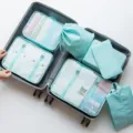 7-teiliges Reise-Packtaschen Set wasserdichte Koffer Organizer Taschen für Kleidung. - Verdicktes 7-Teiliges Set / Glänzendes Blau