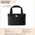 Large outdoor thermal cooler bag portable picnic camping food lunch storage container black - B-Black